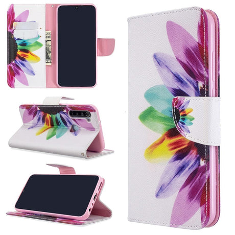 Xiaomi Redmi Note 8T Læder Cover m. Pung - Farvet blomst
