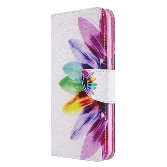 Xiaomi Redmi Note 8T Læder Cover m. Pung - Farvet blomst