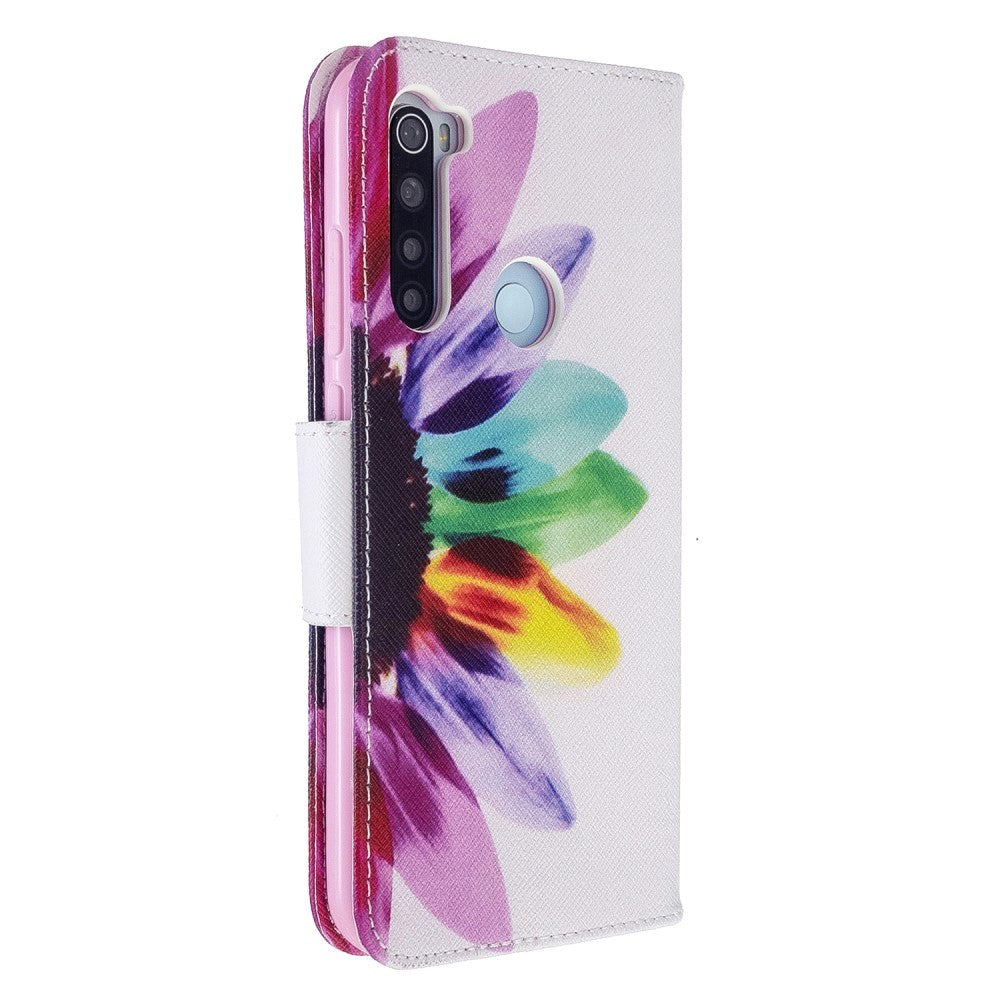 Xiaomi Redmi Note 8T Læder Cover m. Pung - Farvet blomst
