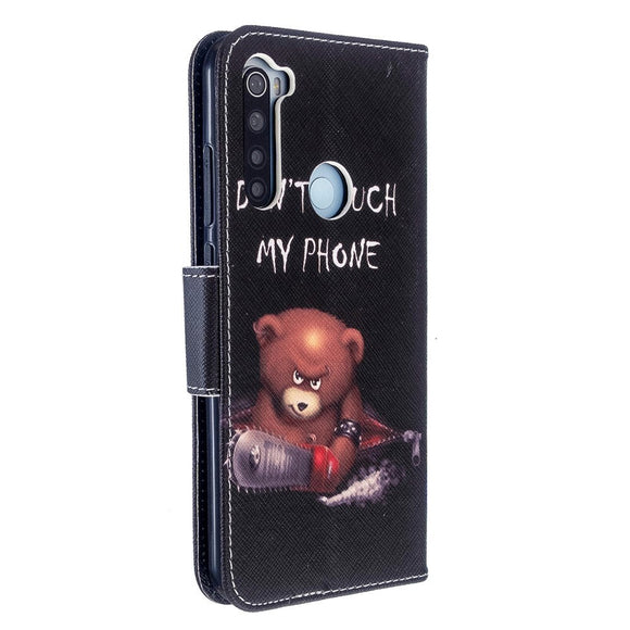Xiaomi Redmi Note 8T Læder Cover m. Pung - Don't Touch My Phone Bjørn