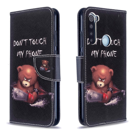 Xiaomi Redmi Note 8T Læder Cover m. Pung - Don't Touch My Phone Bjørn