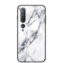 Xiaomi Mi 10 5G / Mi 10 Pro 5G Cover m. Glasbagside - Hvid Marmor