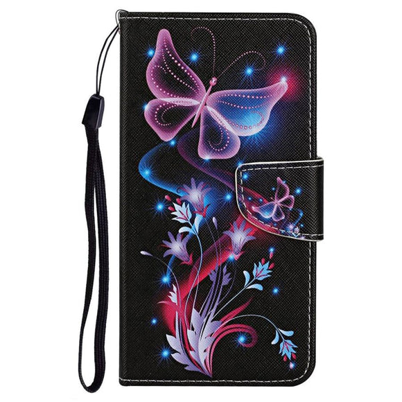 Xiaomi Redmi 9A / 9AT Læder Cover m. Pung - Sommerfugle