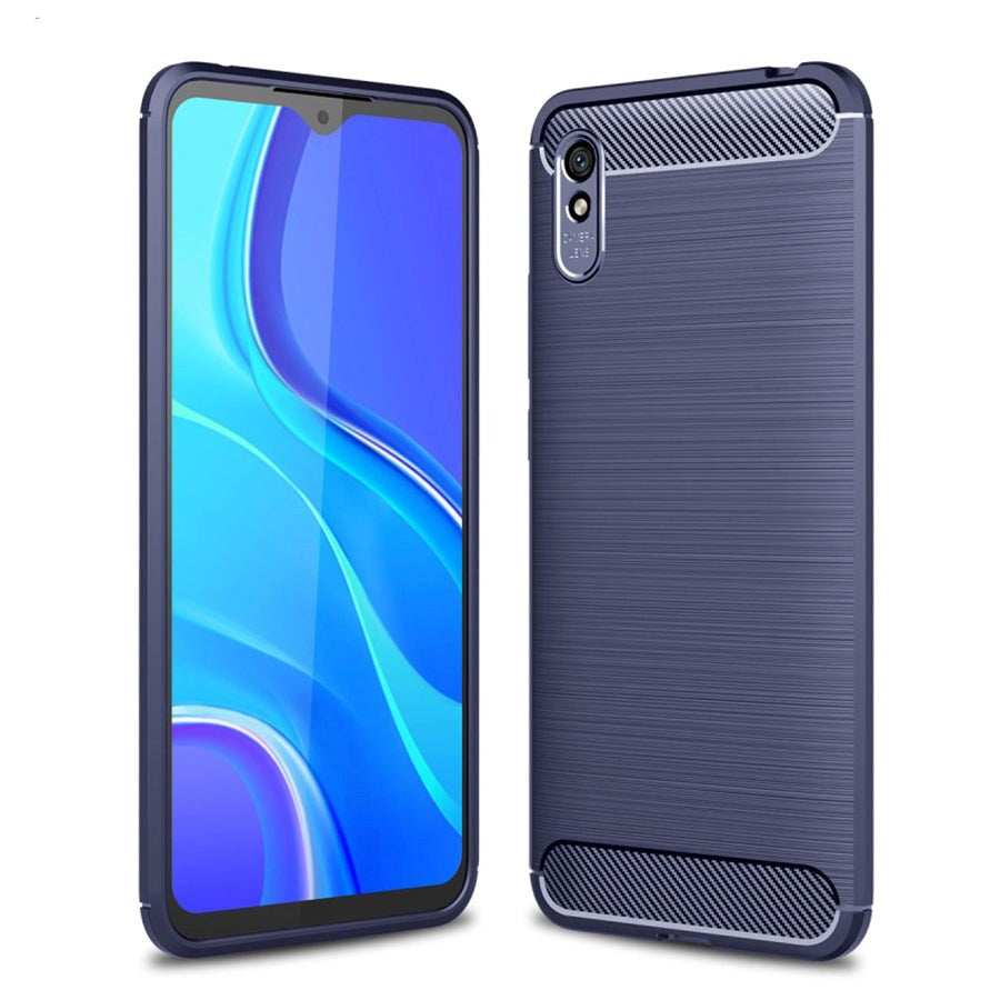 Xiaomi Redmi 9A / 9AT Brushed Carbon Fiber Texture Cover - Blå