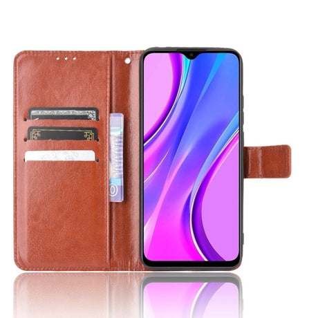 Xiaomi Redmi 9C Neutralt Læder Cover m. Pung - Brun