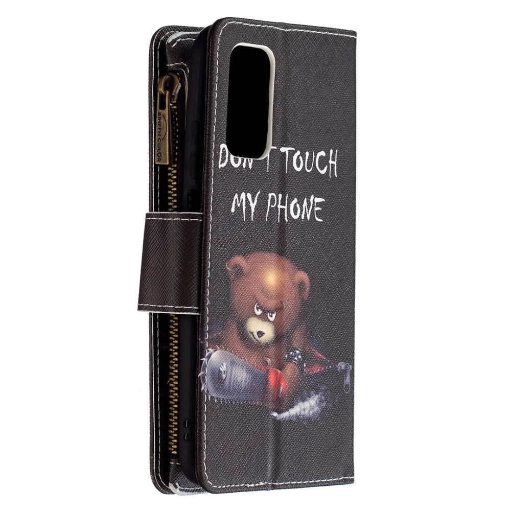 Xiaomi Poco M3 Læder Cover m. Stor Pung - "Don't Touch My Phone"