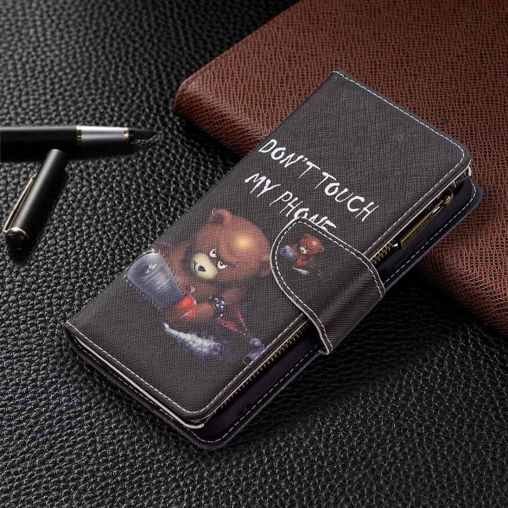 Xiaomi Poco M3 Læder Cover m. Stor Pung - "Don't Touch My Phone"