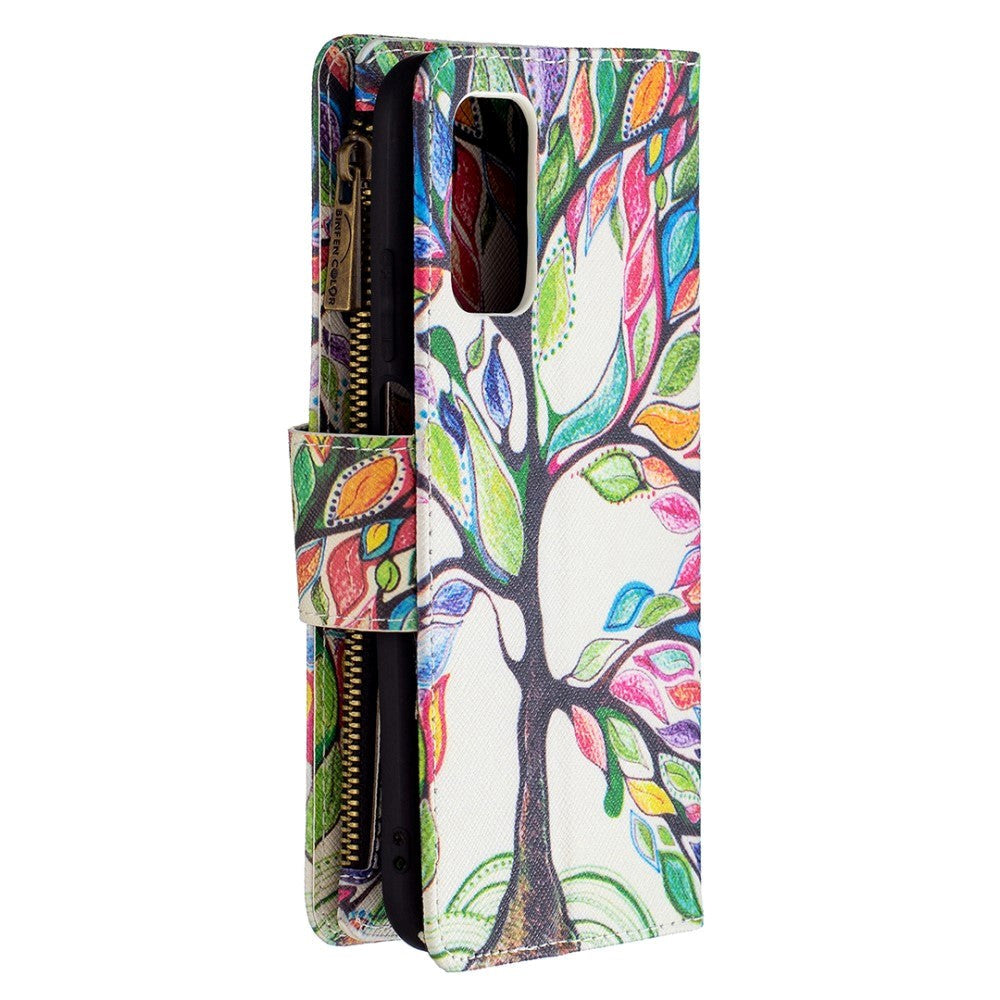 Xiaomi Poco M3 Læder Cover m. Stor Pung - Farverigt træ