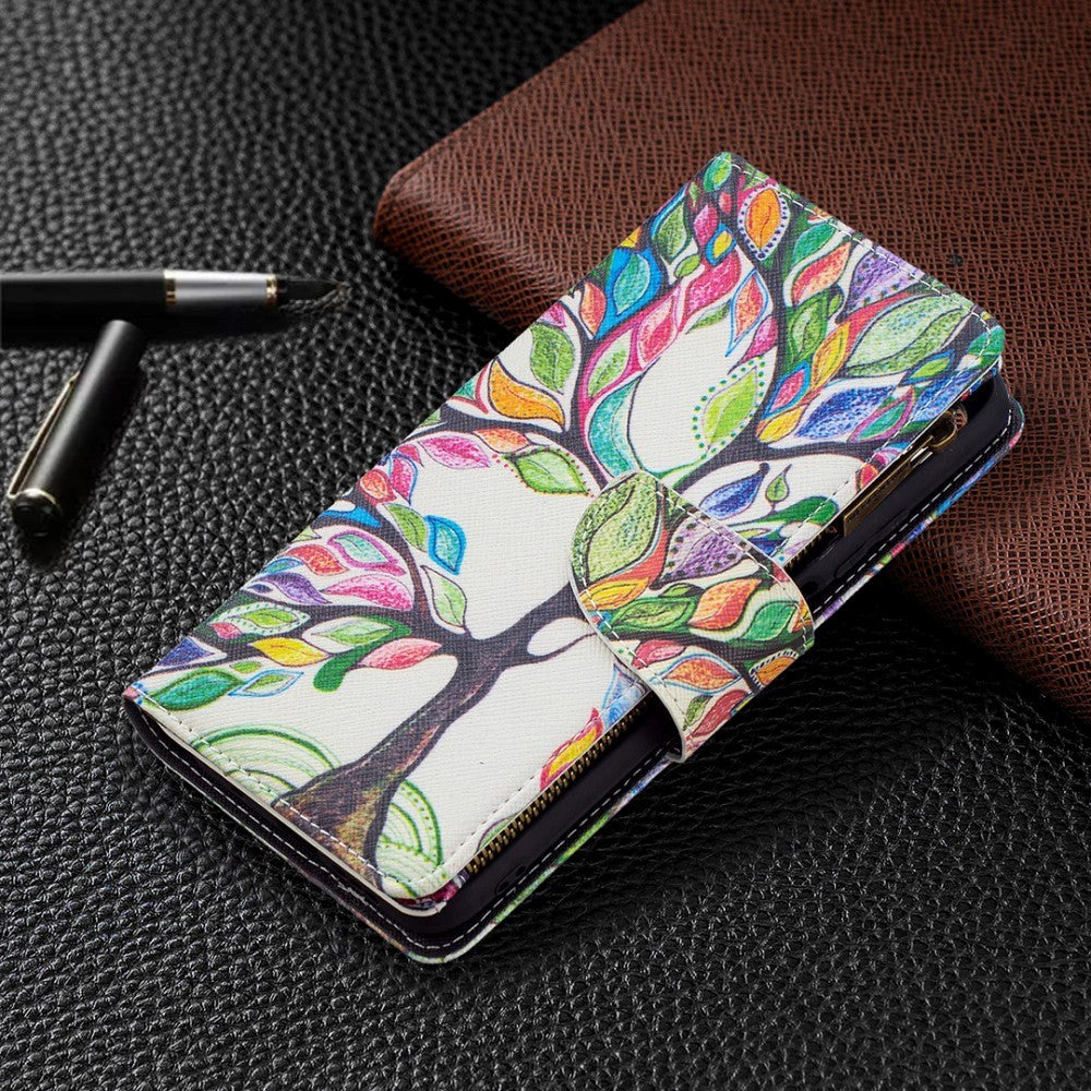 Xiaomi Poco M3 Læder Cover m. Stor Pung - Farverigt træ