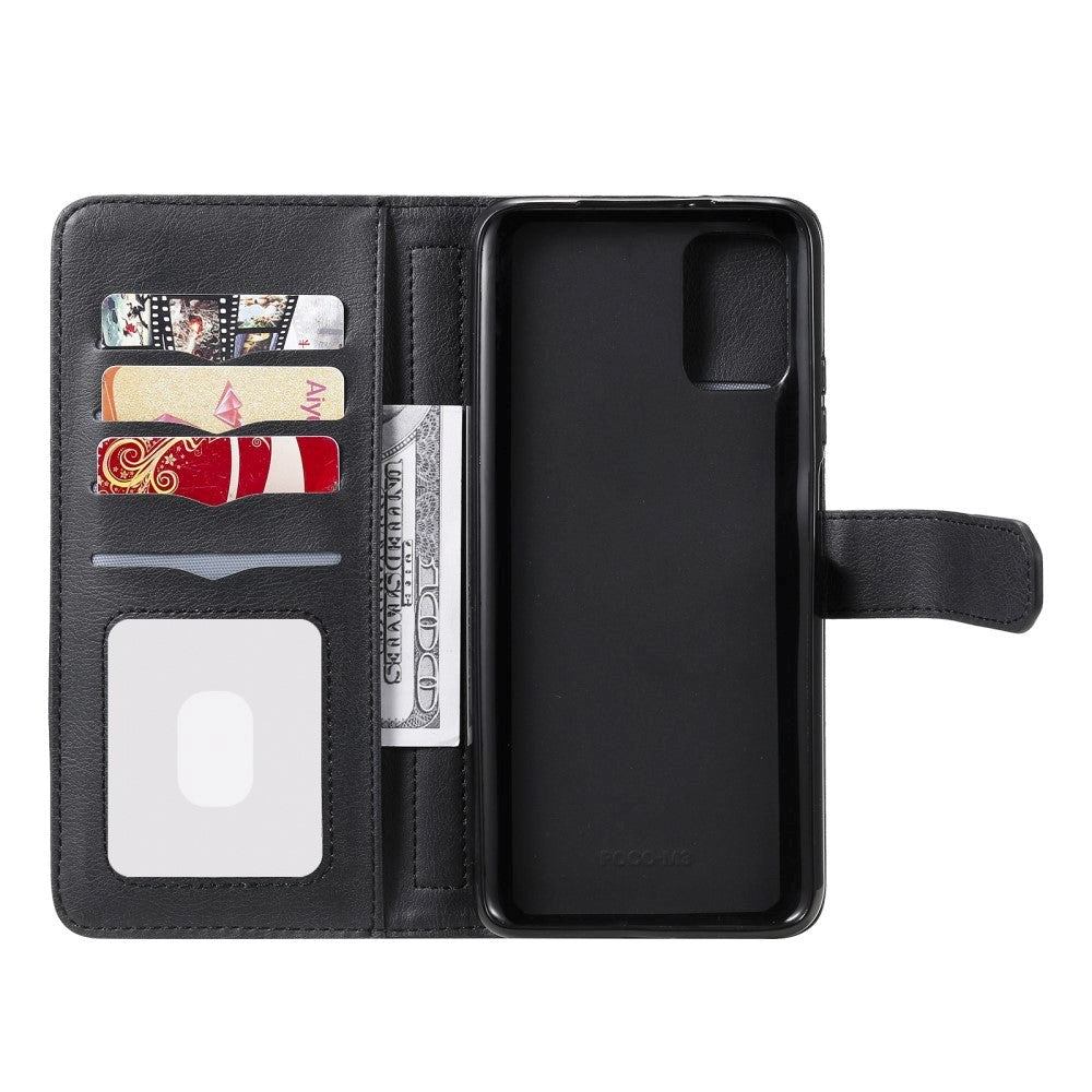 Xiaomi Poco M3 Flip Læder Cover m. Ekstra Kortholder - Sort