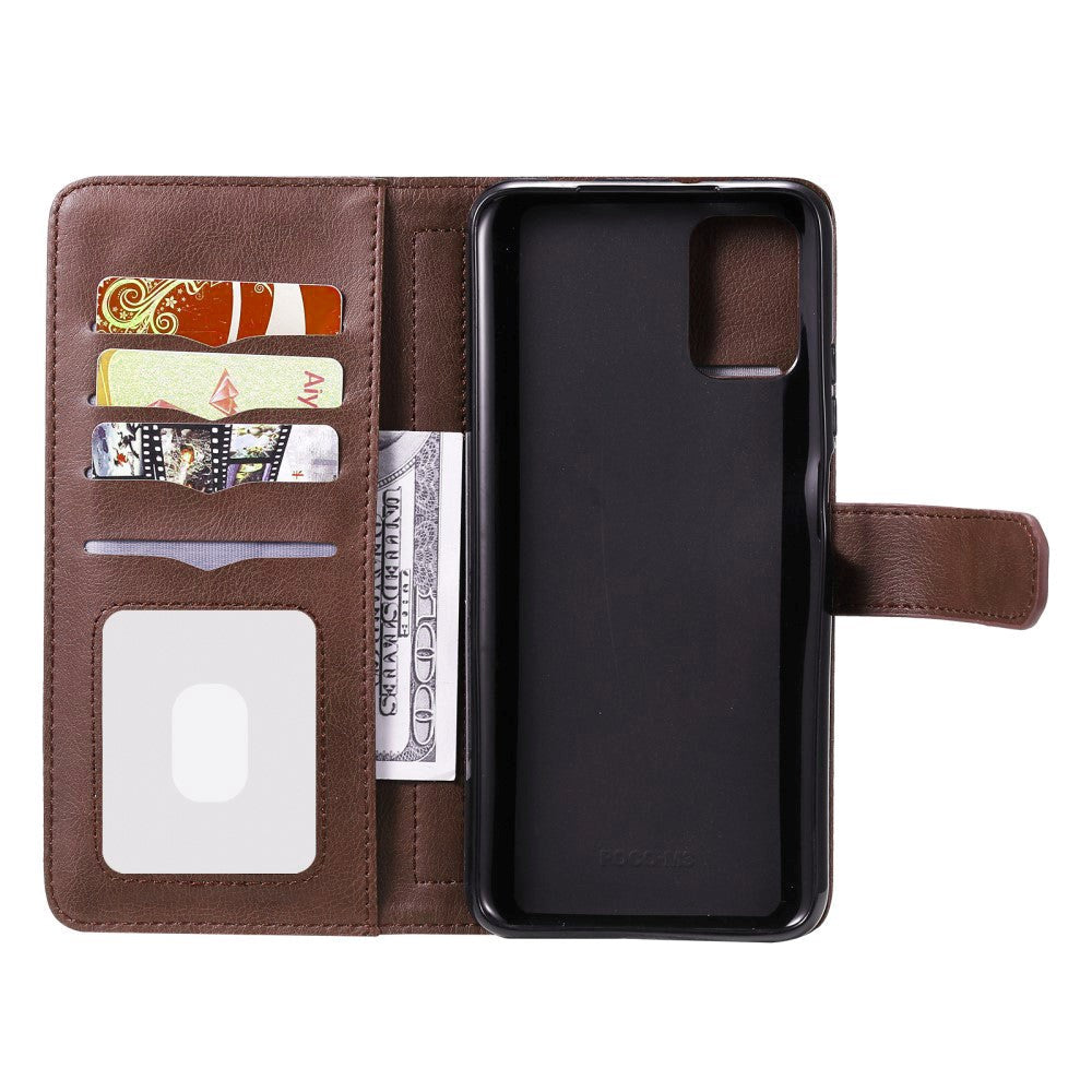 Xiaomi Poco M3 Flip Læder Cover m. Ekstra Kortholder - Brun