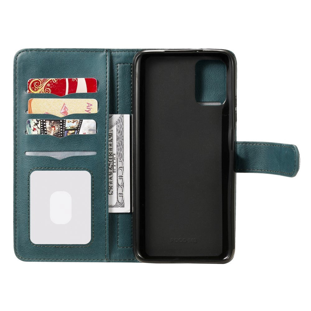 Xiaomi Poco M3 Flip Læder Cover m. Ekstra Kortholder - Grøn