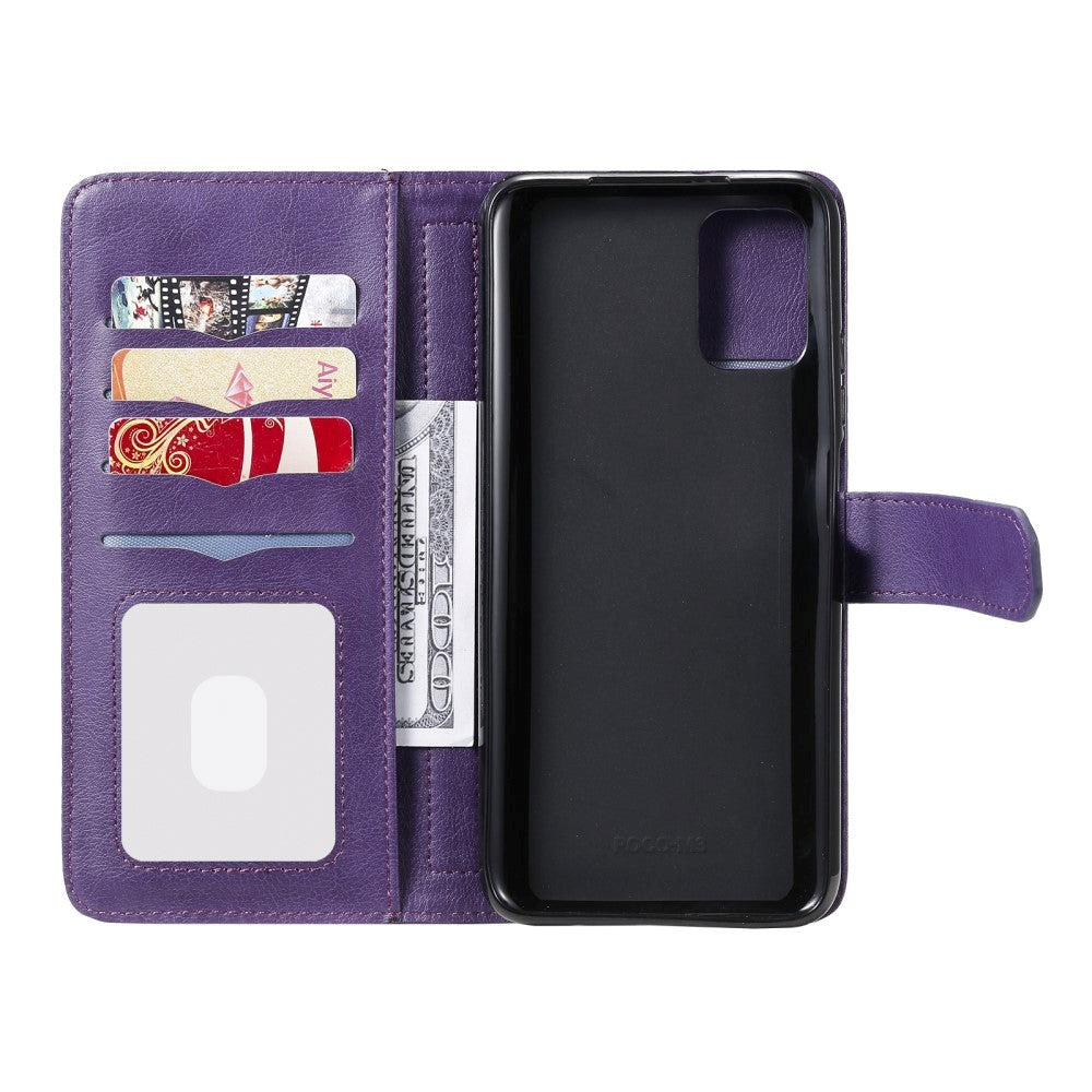 Xiaomi Poco M3 Flip Læder Cover m. Ekstra Kortholder - Lilla
