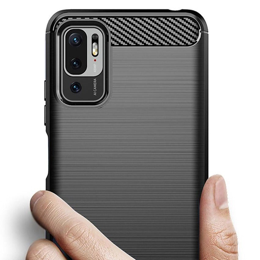 Xiaomi Redmi Note 10 5G Mofi Brushed Carbon Fiber Fleksibelt Plastik Cover - Sort