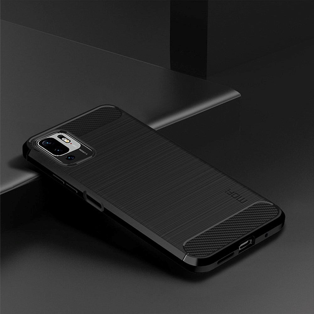 Xiaomi Redmi Note 10 5G Mofi Brushed Carbon Fiber Fleksibelt Plastik Cover - Sort