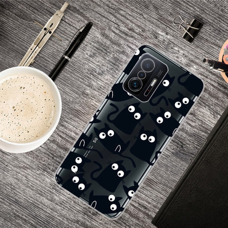 Xiaomi 11T / 11T Pro Fleksibelt Plastik Cover m. Print - Sorte Katte