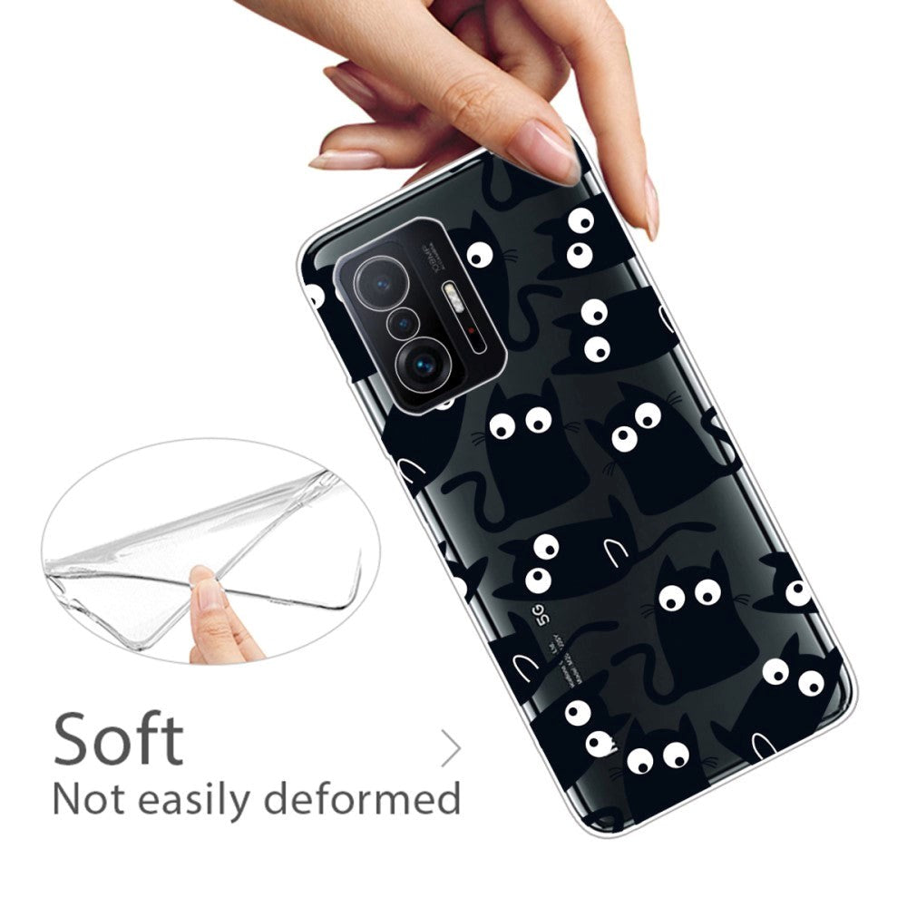 Xiaomi 11T / 11T Pro Fleksibelt Plastik Cover m. Print - Sorte Katte