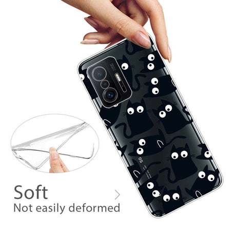 Xiaomi 11T / 11T Pro Fleksibelt Plastik Cover m. Print - Sorte Katte