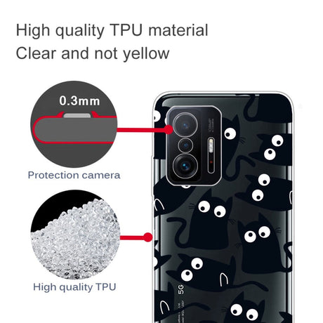 Xiaomi 11T / 11T Pro Fleksibelt Plastik Cover m. Print - Sorte Katte