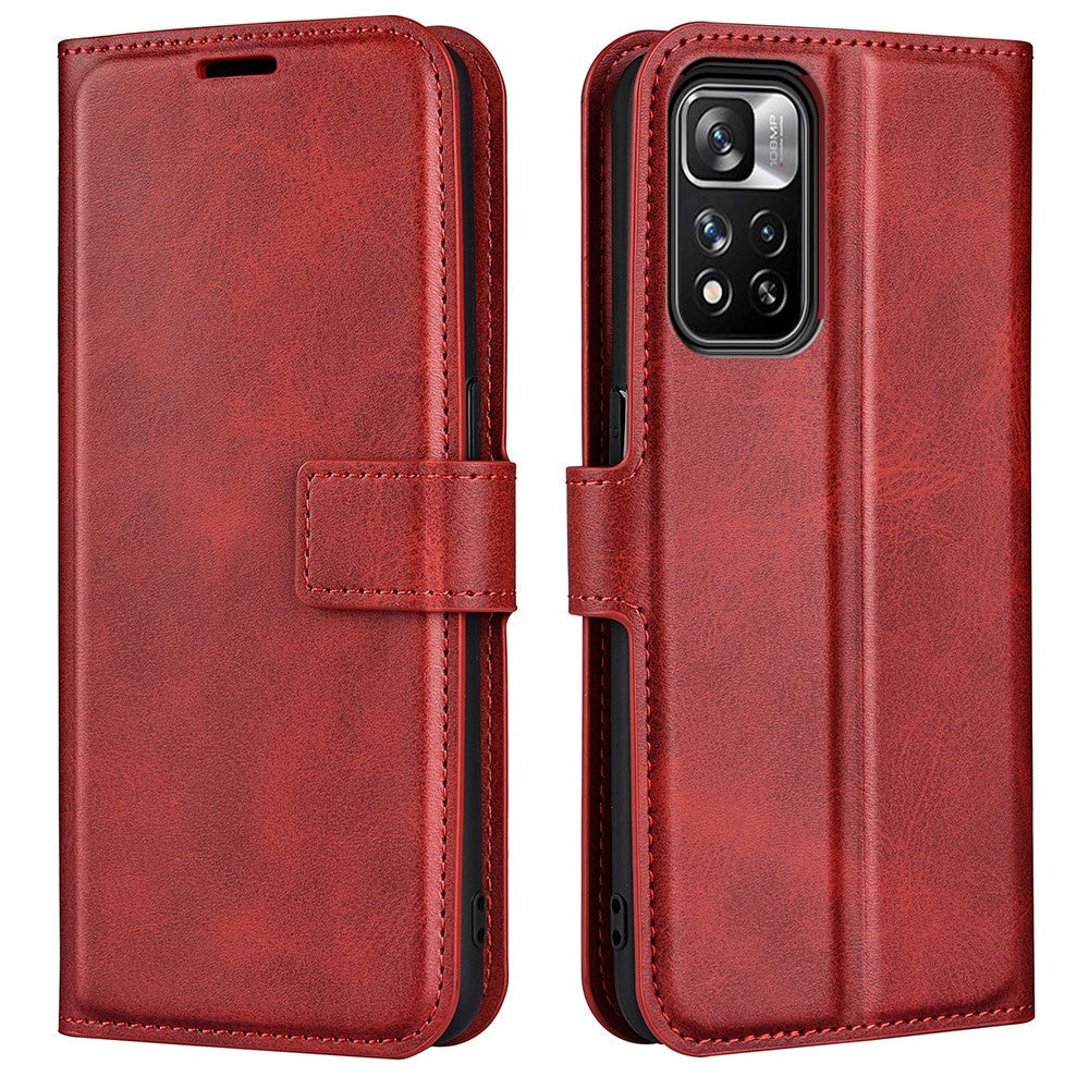 Xiaomi Redmi Note 11 Pro+ (Plus) Læder Cover m. Kortholder & Magnetisk Luk - Rød