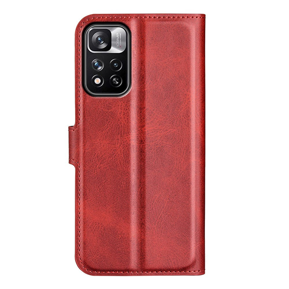 Xiaomi Redmi Note 11 Pro+ (Plus) Læder Cover m. Kortholder & Magnetisk Luk - Rød