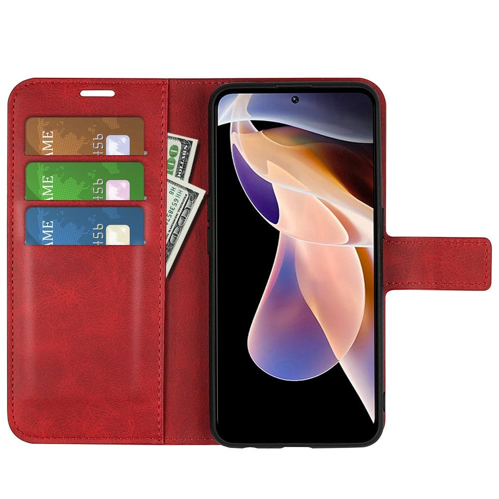 Xiaomi Redmi Note 11 Pro+ (Plus) Læder Cover m. Kortholder & Magnetisk Luk - Rød