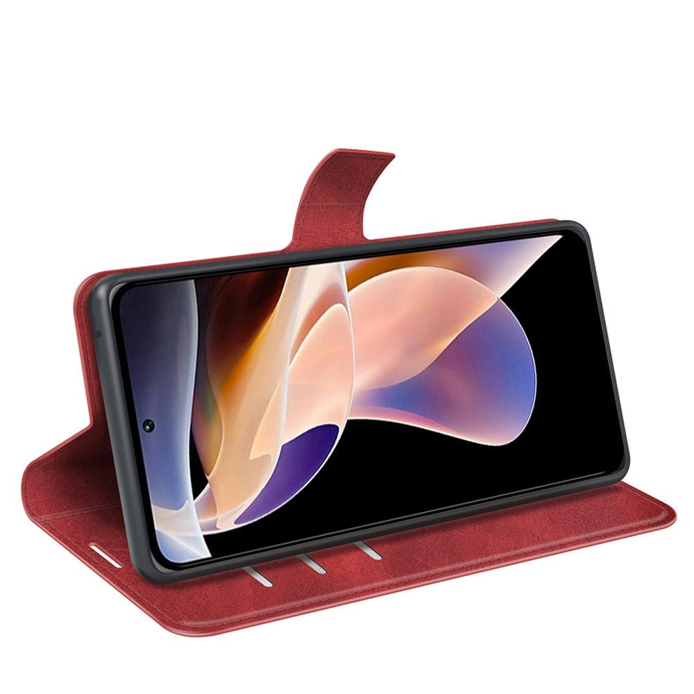 Xiaomi Redmi Note 11 Pro+ (Plus) Læder Cover m. Kortholder & Magnetisk Luk - Rød