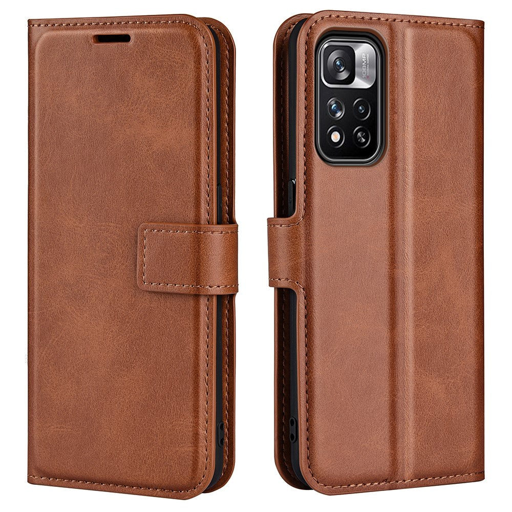 Xiaomi Redmi Note 11 Pro+ (Plus) Læder Cover m. Kortholder & Magnetisk Luk - Brun