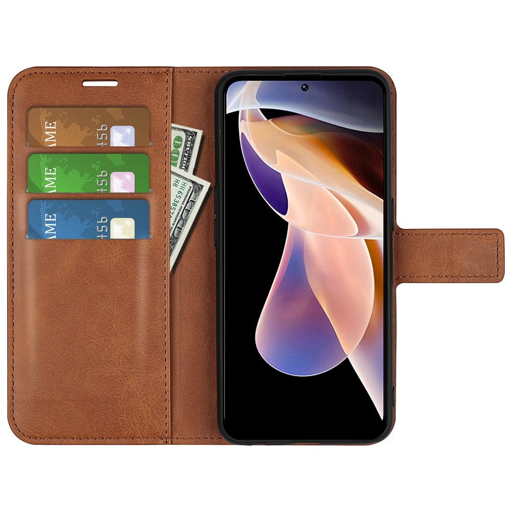 Xiaomi Redmi Note 11 Pro+ (Plus) Læder Cover m. Kortholder & Magnetisk Luk - Brun