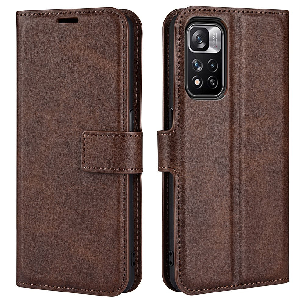Xiaomi Redmi Note 11 Pro+ (Plus) Læder Cover m. Kortholder & Magnetisk Luk - Mørke Brun