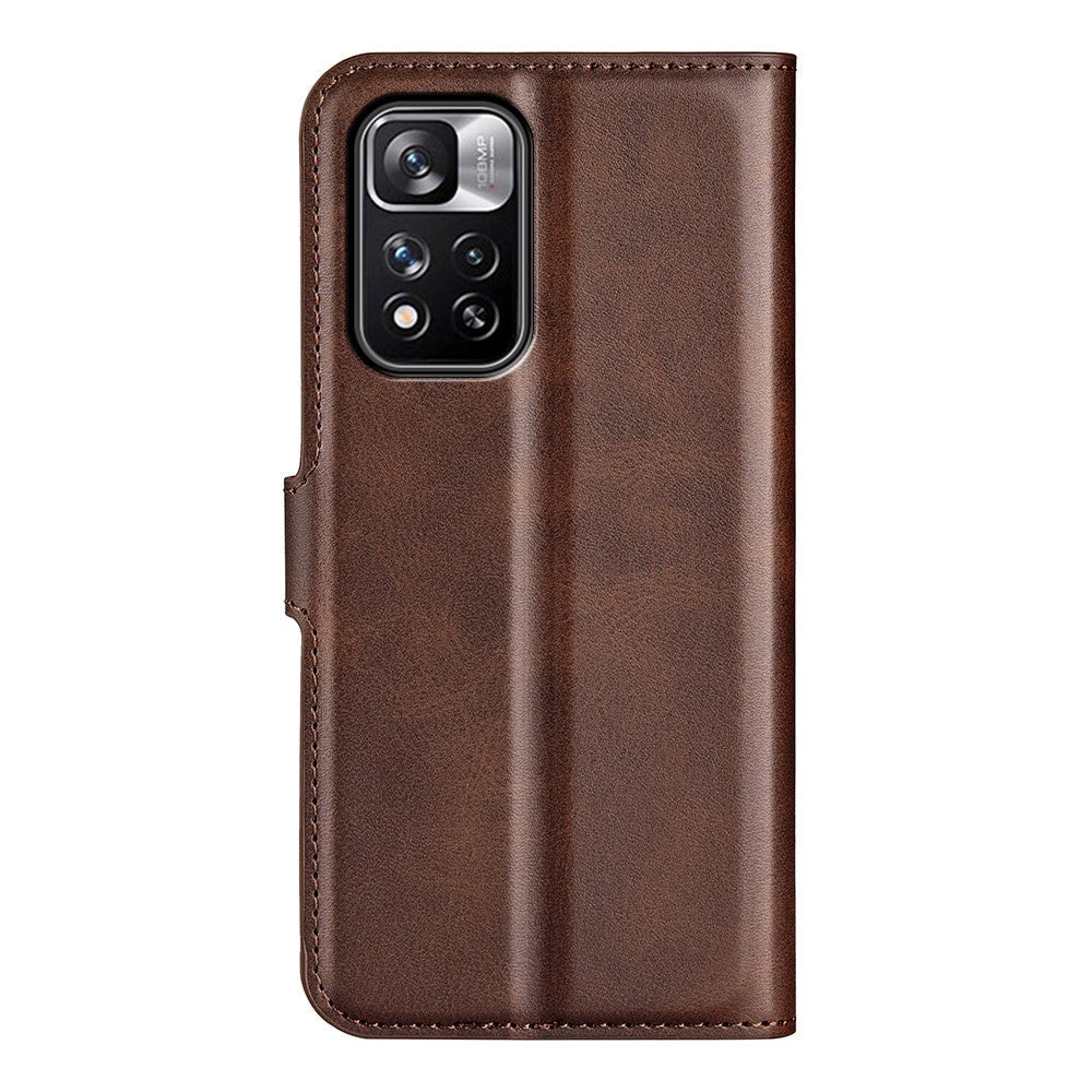 Xiaomi Redmi Note 11 Pro+ (Plus) Læder Cover m. Kortholder & Magnetisk Luk - Mørke Brun