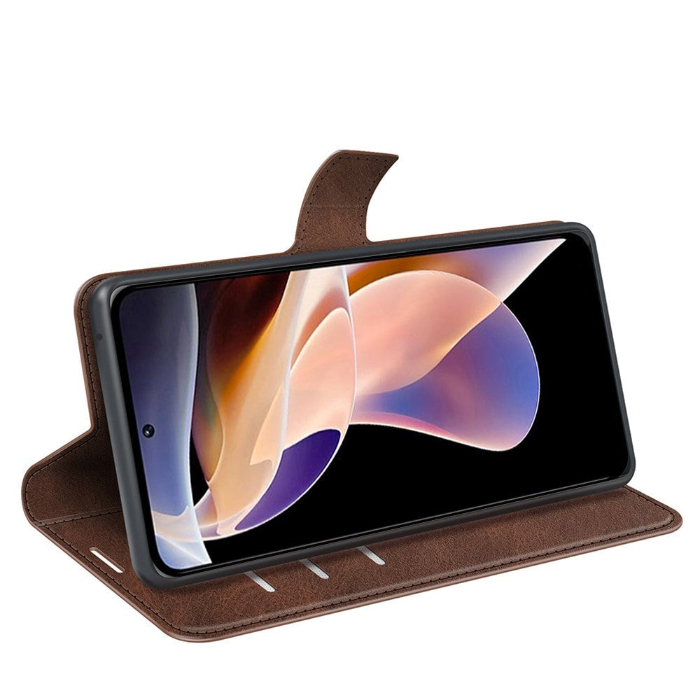 Xiaomi Redmi Note 11 Pro+ (Plus) Læder Cover m. Kortholder & Magnetisk Luk - Mørke Brun