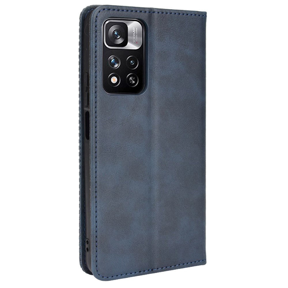 Xiaomi Redmi Note 11 Pro+ (Plus) Vintage Look Læder Cover m. Pung - Blå