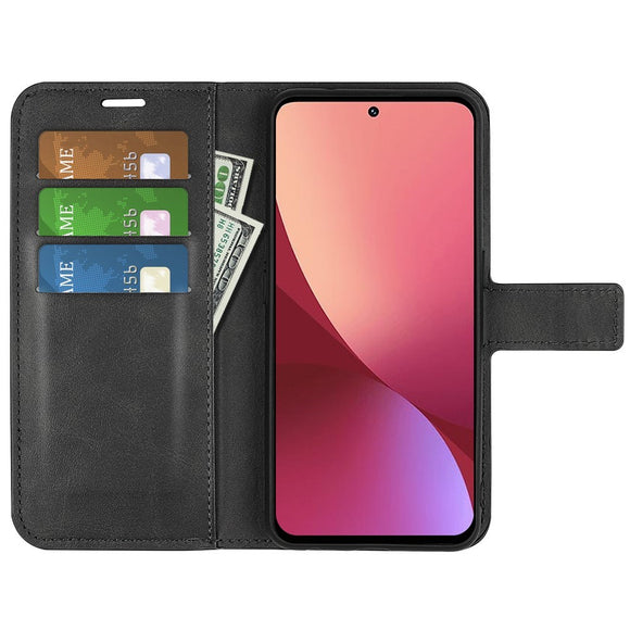 EIDERWOOD Xiaomi 12 / 12X Kunstlæder Flip Cover m. Pung & Ståfunktion - Sort