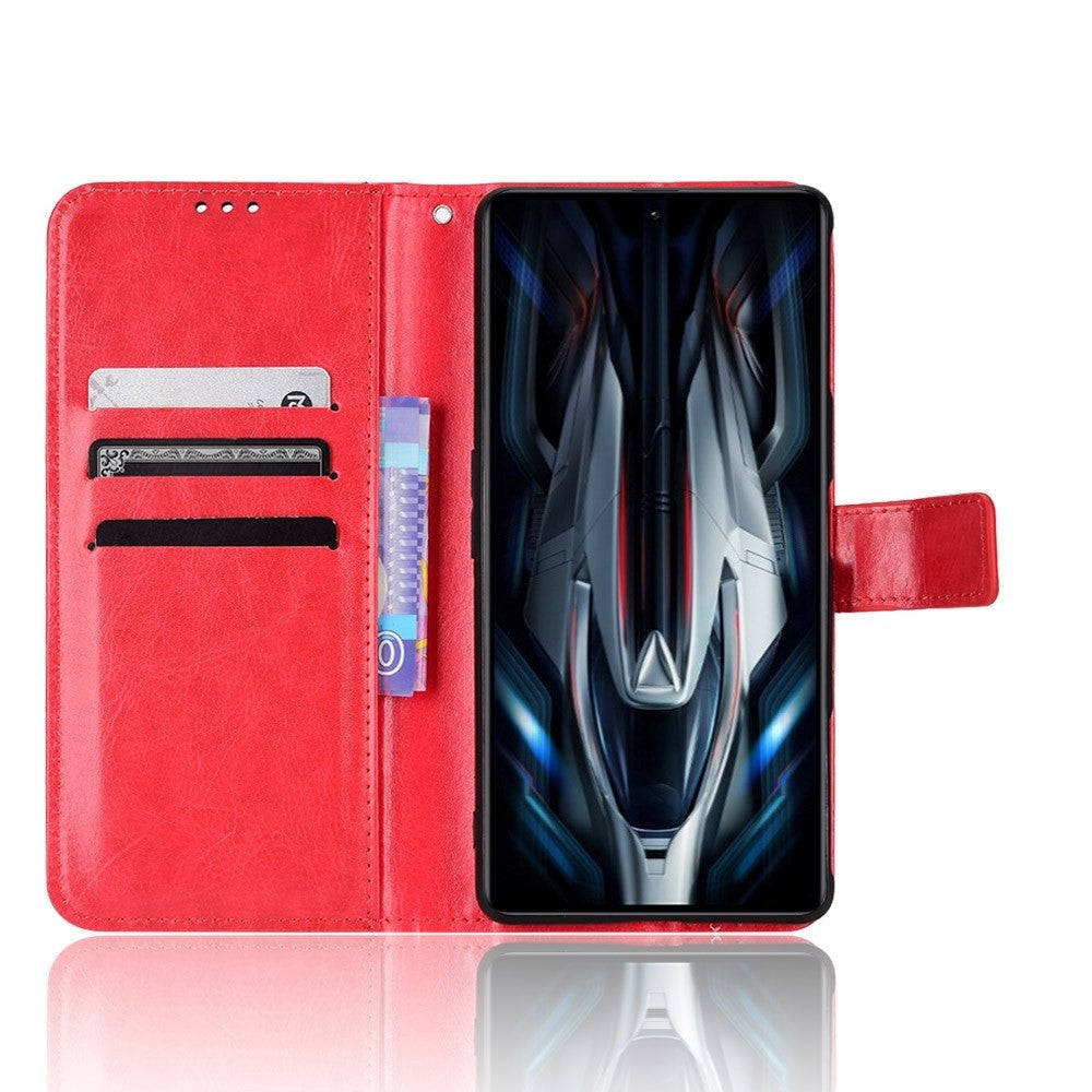Xiaomi Poco F4 GT Blankt Læder Cover m. Pung & Strop - Rød