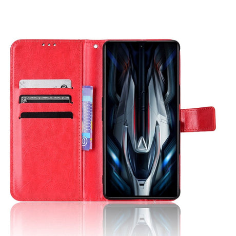 Xiaomi Poco F4 GT Blankt Læder Cover m. Pung & Strop - Rød