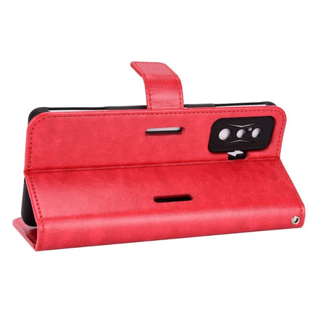 Xiaomi Poco F4 GT Blankt Læder Cover m. Pung & Strop - Rød