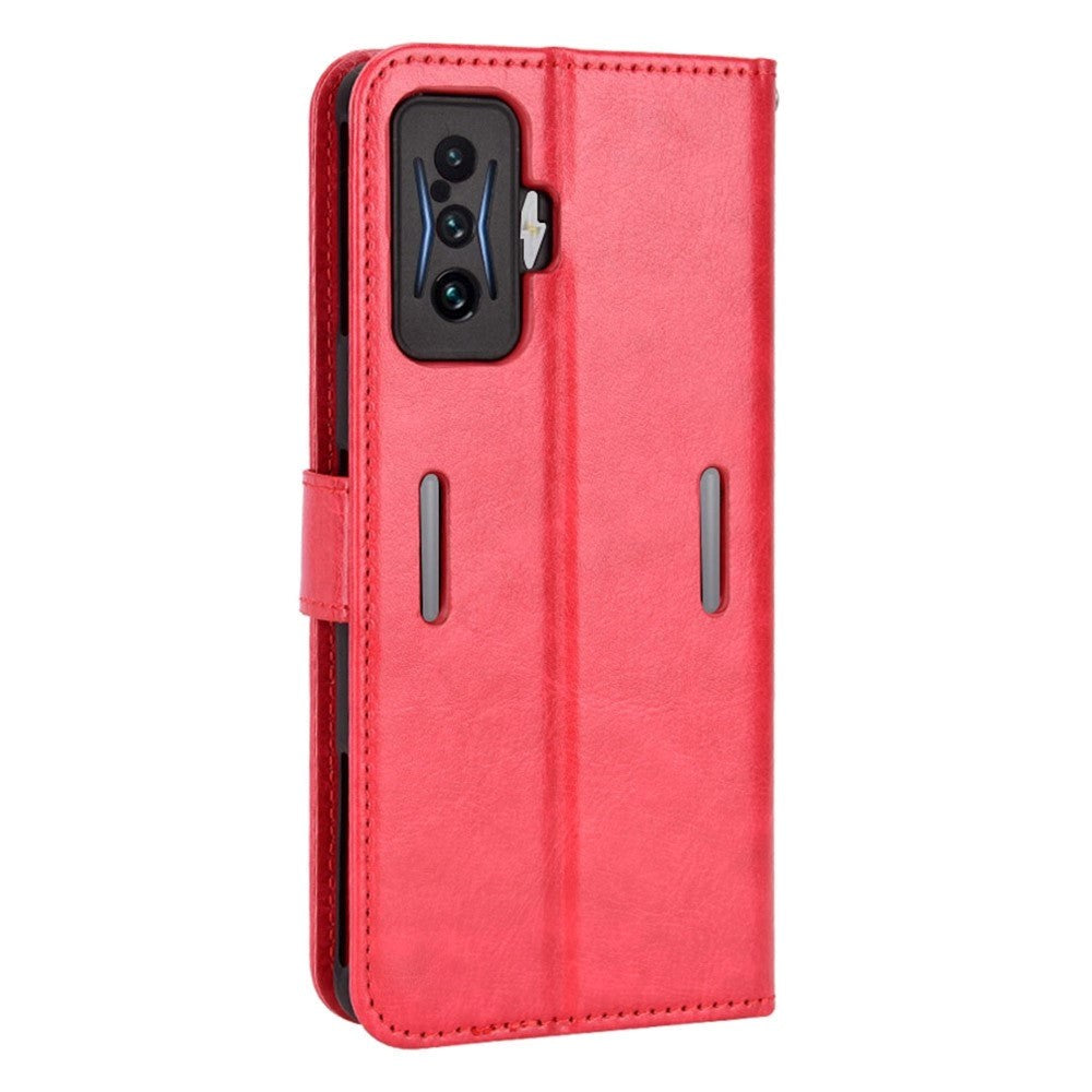 Xiaomi Poco F4 GT Blankt Læder Cover m. Pung & Strop - Rød