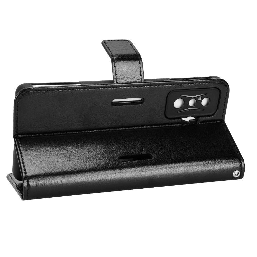 Xiaomi Poco F4 GT Blankt Læder Cover m. Pung & Strop - Sort