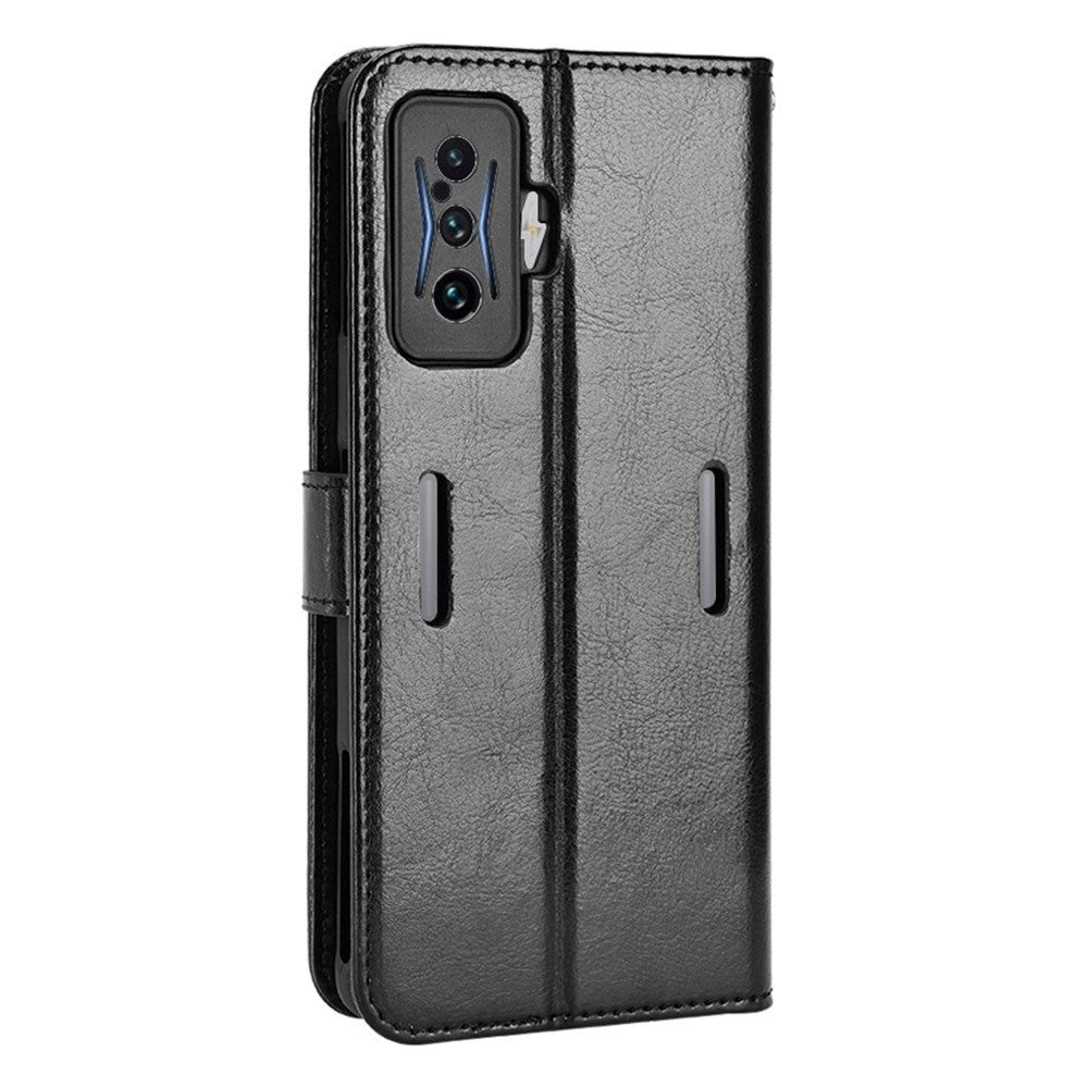 Xiaomi Poco F4 GT Blankt Læder Cover m. Pung & Strop - Sort