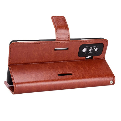 Xiaomi Poco F4 GT Blankt Læder Cover m. Pung & Strop - Brun
