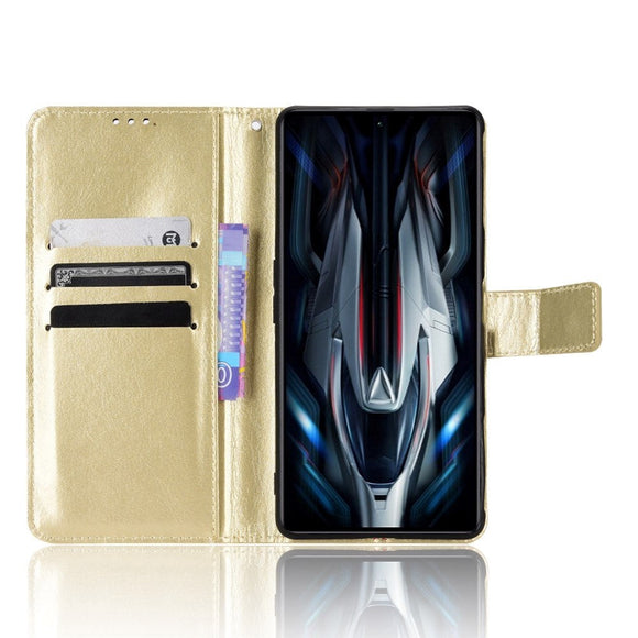 Xiaomi Poco F4 GT Blankt Læder Cover m. Pung & Strop - Guld