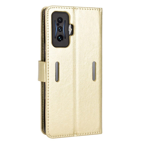 Xiaomi Poco F4 GT Blankt Læder Cover m. Pung & Strop - Guld
