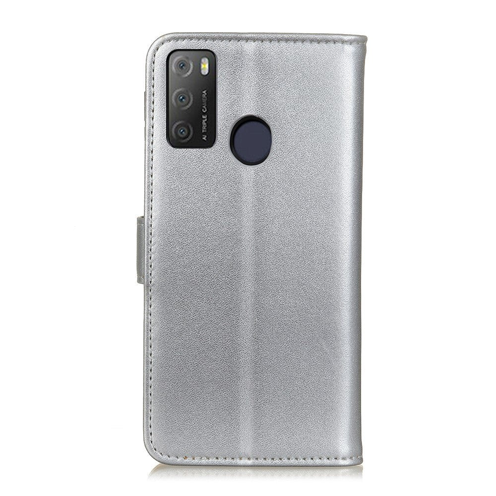 Alcatel 1S (2021) / 3L (2021) Læder Cover m. Pung - Sølv