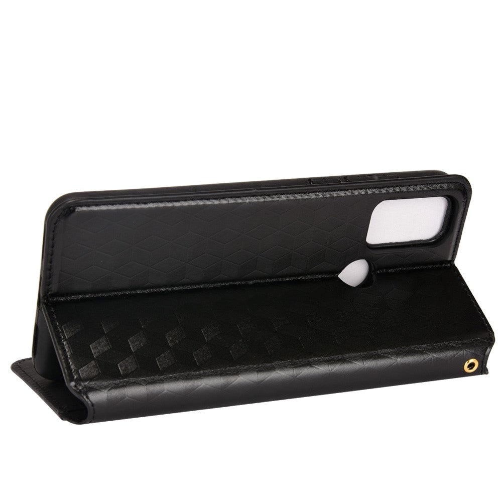 Alcatel 1S (2021) / 3L (2021) Læder Flip Cover m. Pung - Rhombus - Sort