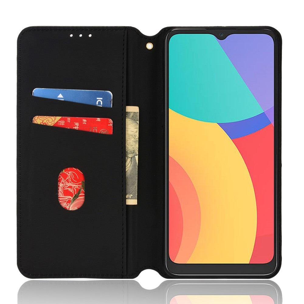 Alcatel 1S (2021) / 3L (2021) Læder Flip Cover m. Pung - Rhombus - Sort