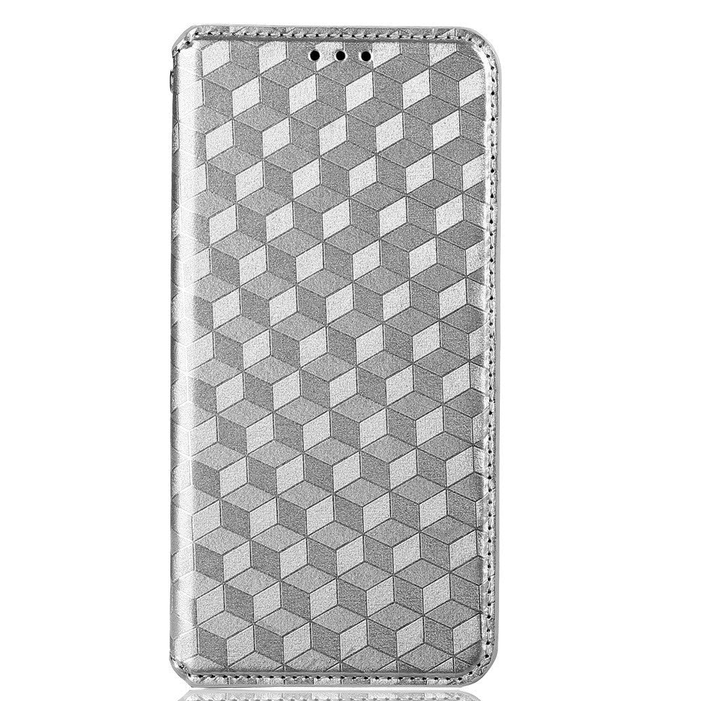 Alcatel 1S (2021) / 3L (2021) Læder Flip Cover m. Pung - Rhombus - Sølv