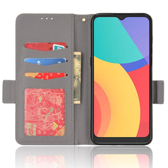 Alcatel 1S (2021) / 3L (2021) Litchi Læder Cover m. Pung - Grå