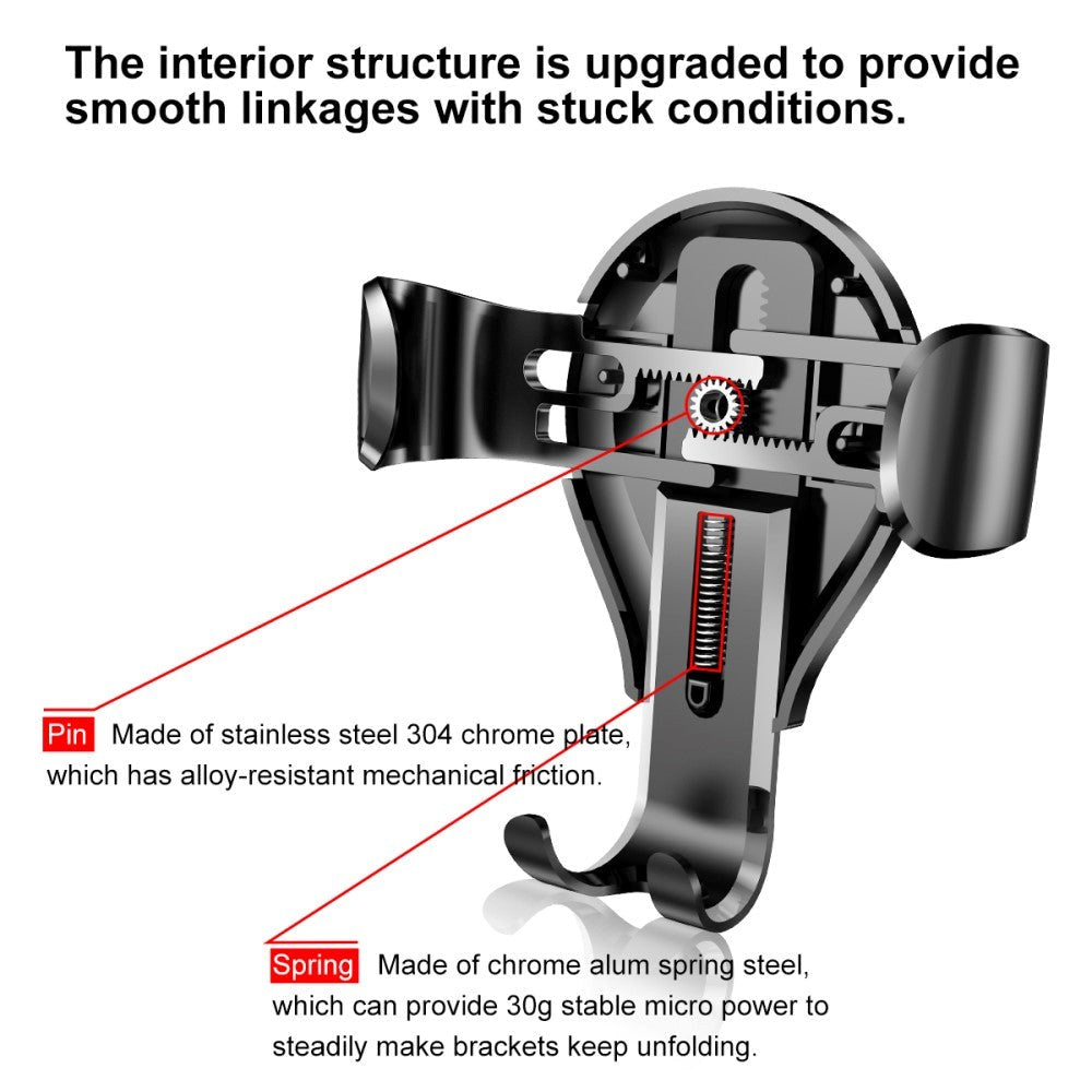 Baseus Suction Cup Gravity Car Mount - Mobilholder til bil - Max Mobil: 63 x 88mm - Sort