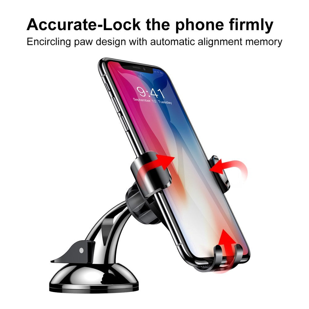 Baseus Suction Cup Gravity Car Mount - Mobilholder til bil - Max Mobil: 63 x 88mm - Sort